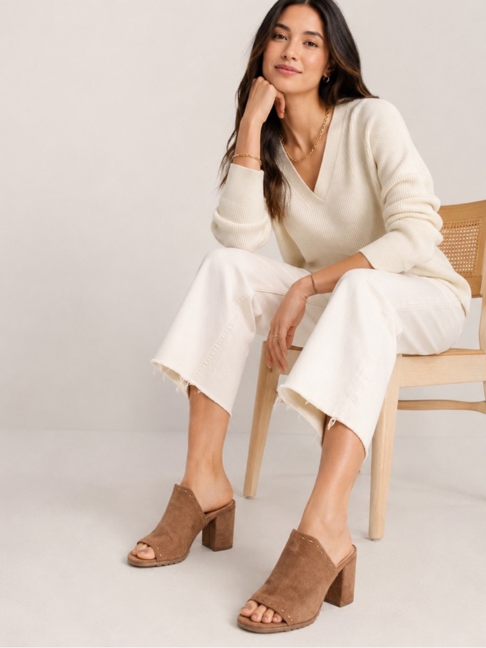 Chelsea & Violet camel suede slip on mules - new without box